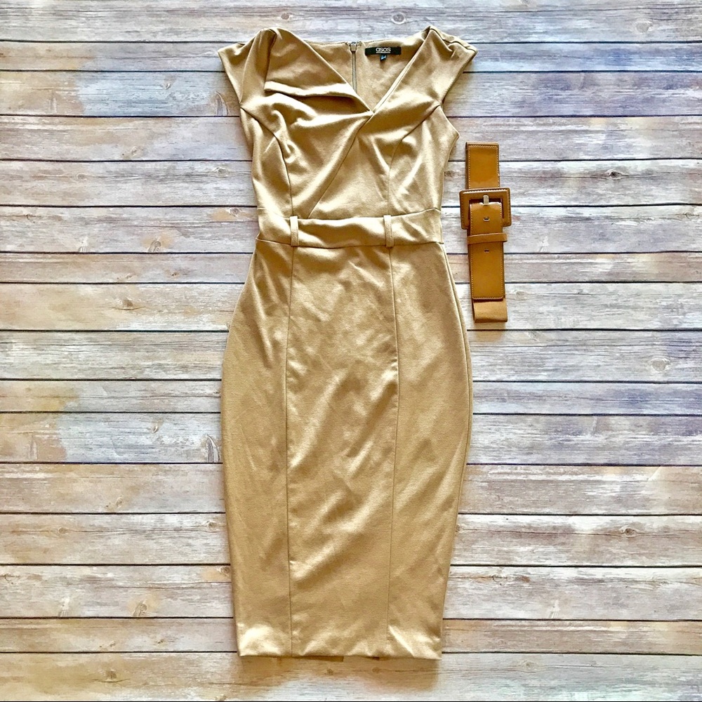 Asos Camel Pencil Dress